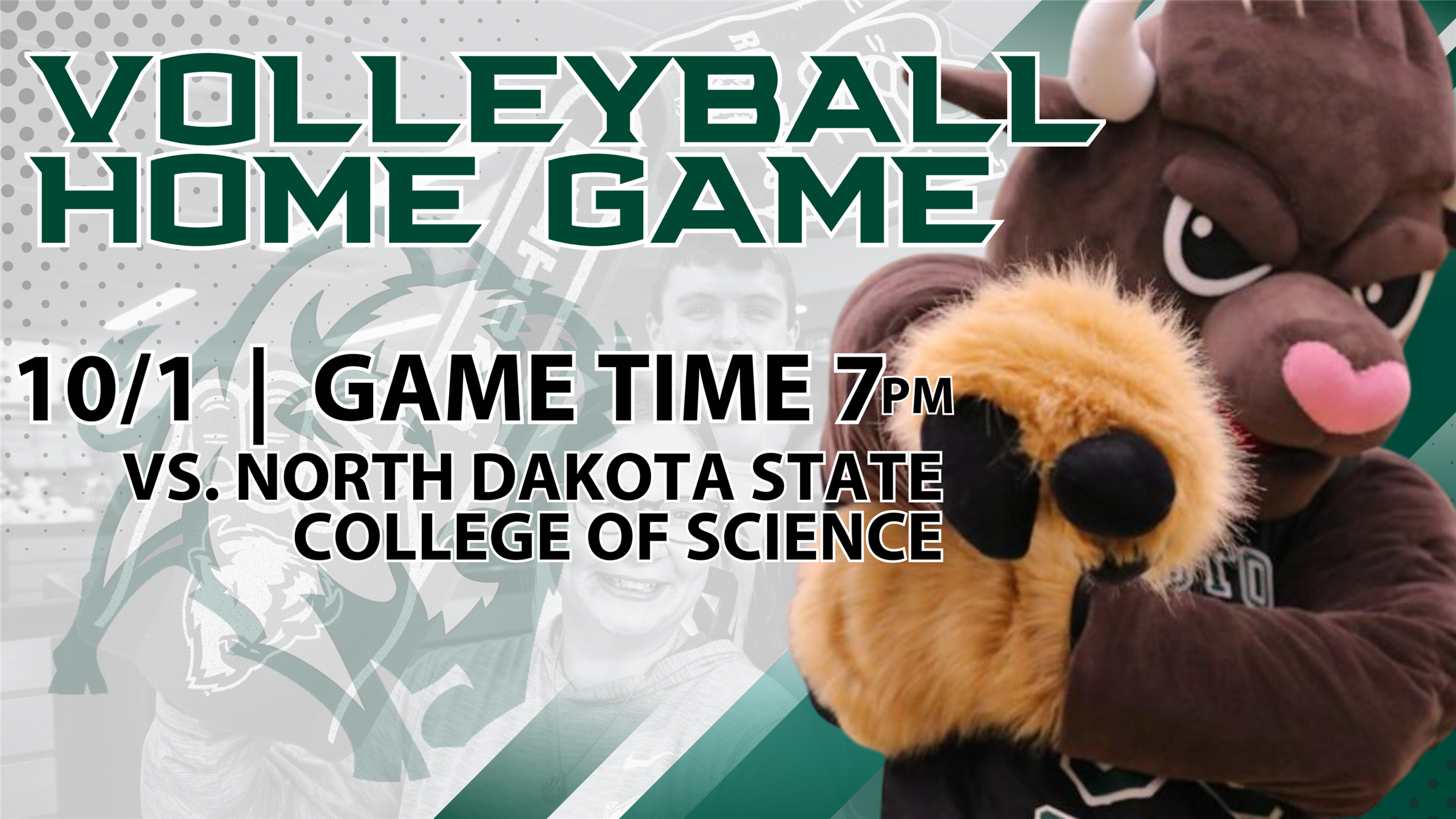 Promotional graphic for Williston State College Teton Volleyball vs. North Dakota State College of Science